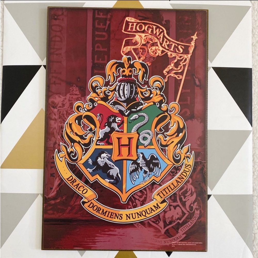 Harry Potter Hogwarts School Crest Wooden Wall Art Sign 13x19